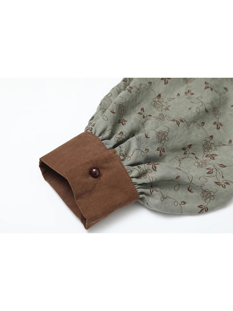 Women's Floral Print Shirts and Blouses Vintage Y2k Aesthetic Streetwear Korean 2000s Elegant Long Sleeve Shirt Clothes Autumn