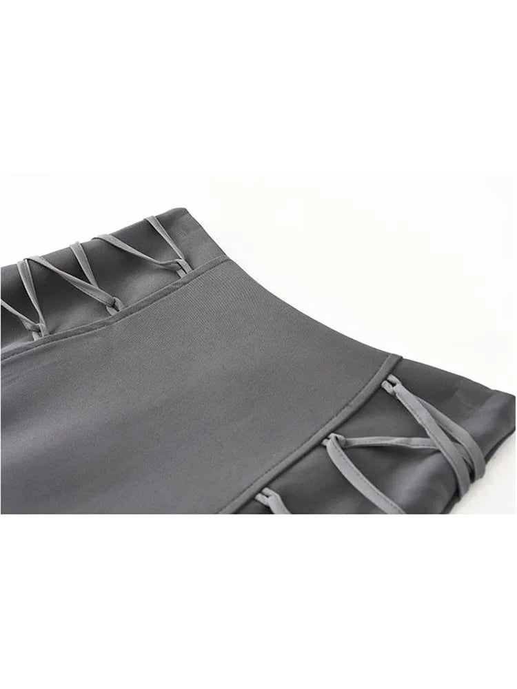 High Waist Pleated Skirts For Women Bandage Short Grey Skirts Gothic Sexy Club Streetwear Casual Harajuku Mini Skirts Female