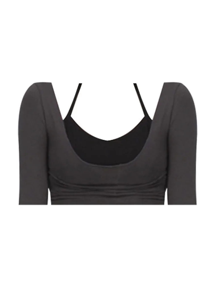 Korean Style Fashion Y2k 2 Piece T-shirt Women's Sexy Slim Long Sleeve Bottoming Tight Chic Thin Topos 2022 Autumn Winter New