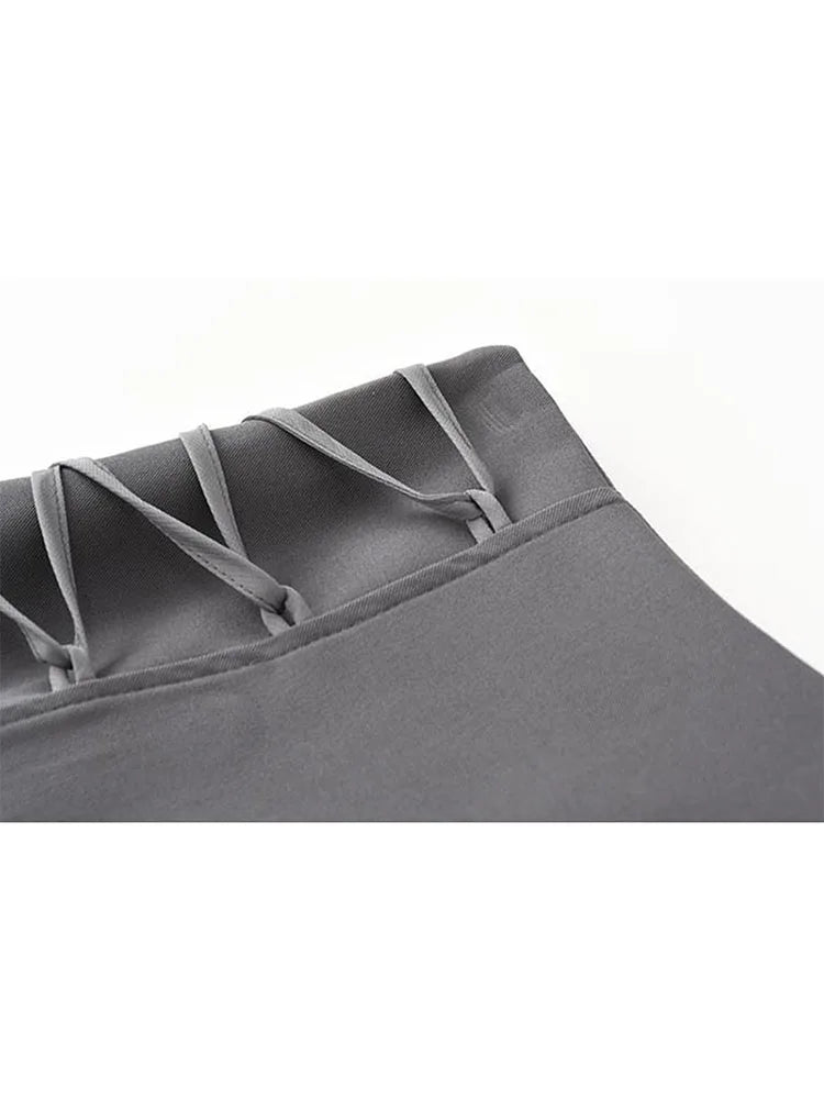 High Waist Pleated Skirts For Women Bandage Short Grey Skirts Gothic Sexy Club Streetwear Casual Harajuku Mini Skirts Female