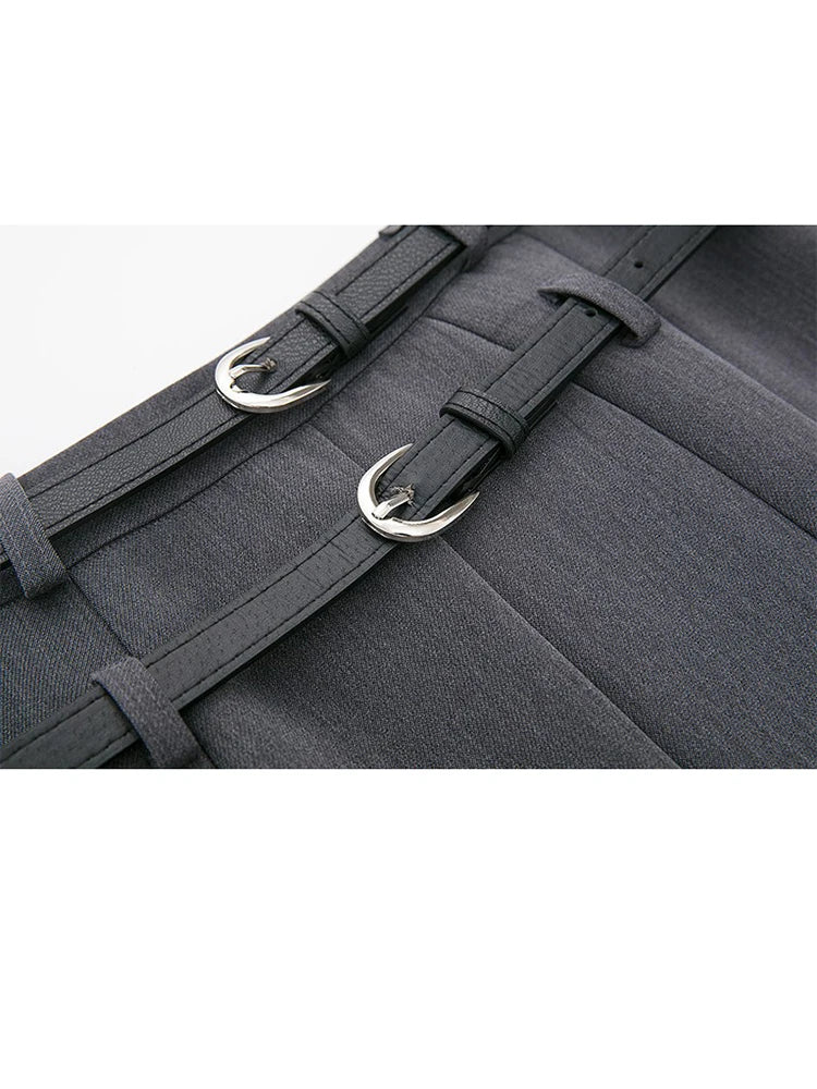 Women's Grey Long Skirt Y2k Vintage Japanese Harajuku High Waist Pleated Skirt Goth Black A-Line Mini Skirt 2023 Summer Clothes