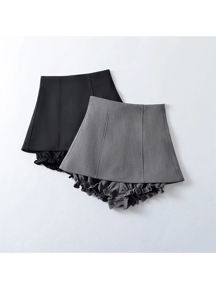 Women Grey Skirt Shorts Harajuku Korean 90s Casual Y2k Mini Skirt Fashion Vintage Black Goth A-line Skirt 2023 Emo 2000s Clothes
