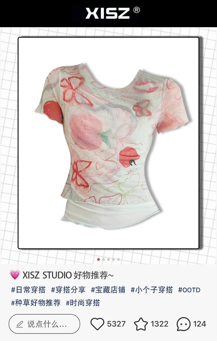 Subculture Woman Clothing Y2K Punk T-shirts American Vintage Sweet Sexy Short Female Clothing Summer Casual Popular Tops 2025