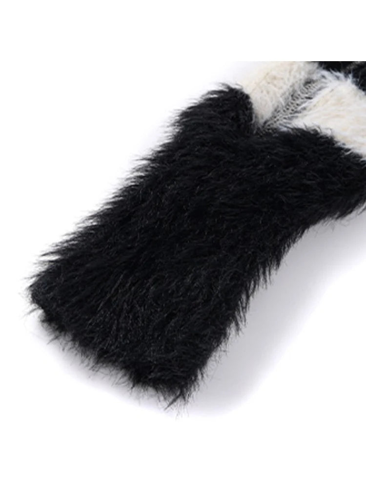 Women's Striped Pullover Mohair Sweater 90s Aesthetic Y2k Vintage Long Sleeves O-Neck Knitted Jumper Sweaters 2000s Clothes 2024