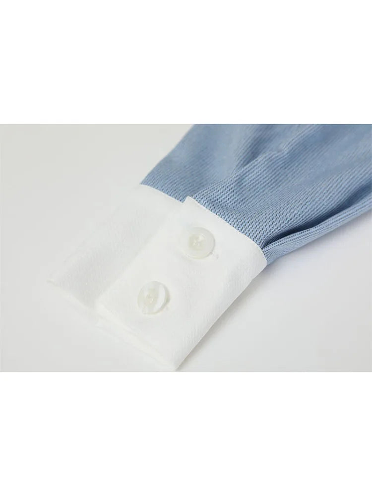 Women's 2025 Autumn Casual Button-Up Blouse - Korean Lapel Collar Long Sleeve with Bow Detail Elegant Tops