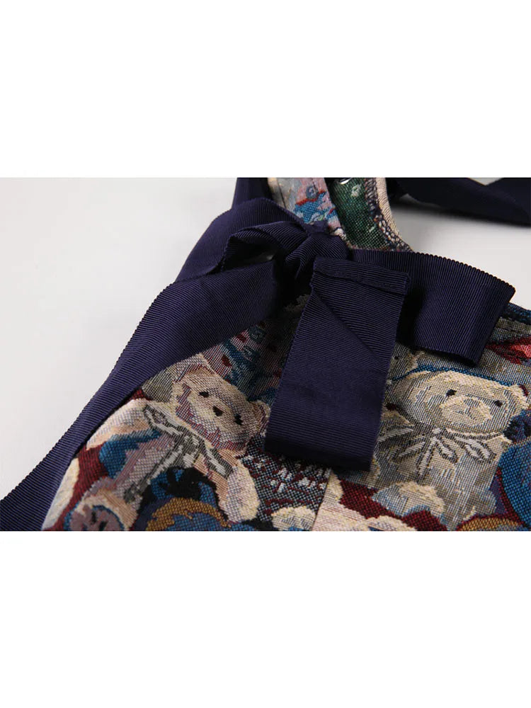 New 2022 Korean Cute Bear Jacquard Bow Women Suspender Vest Summer Y2K Vintage Casual Sleeveless Off Shoulder Ladies Crop Tops