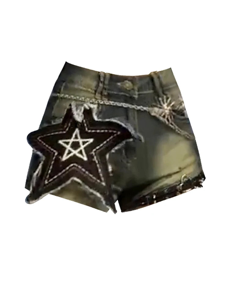 Women Star Denim Shorts Fashion Sexy High Waist Ladies Streetwear Blue Shorts Jeans Y2k Punk Casual Harajuku Korean 2023 Summer