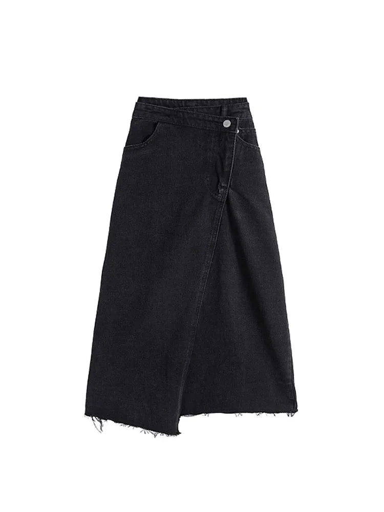 Woman Fashion Loose Sexy Lrregular Denim Skirt Women 2022 Long Jean Skirt High Waist Pencil Skirt Ladies Black Casual Elegant