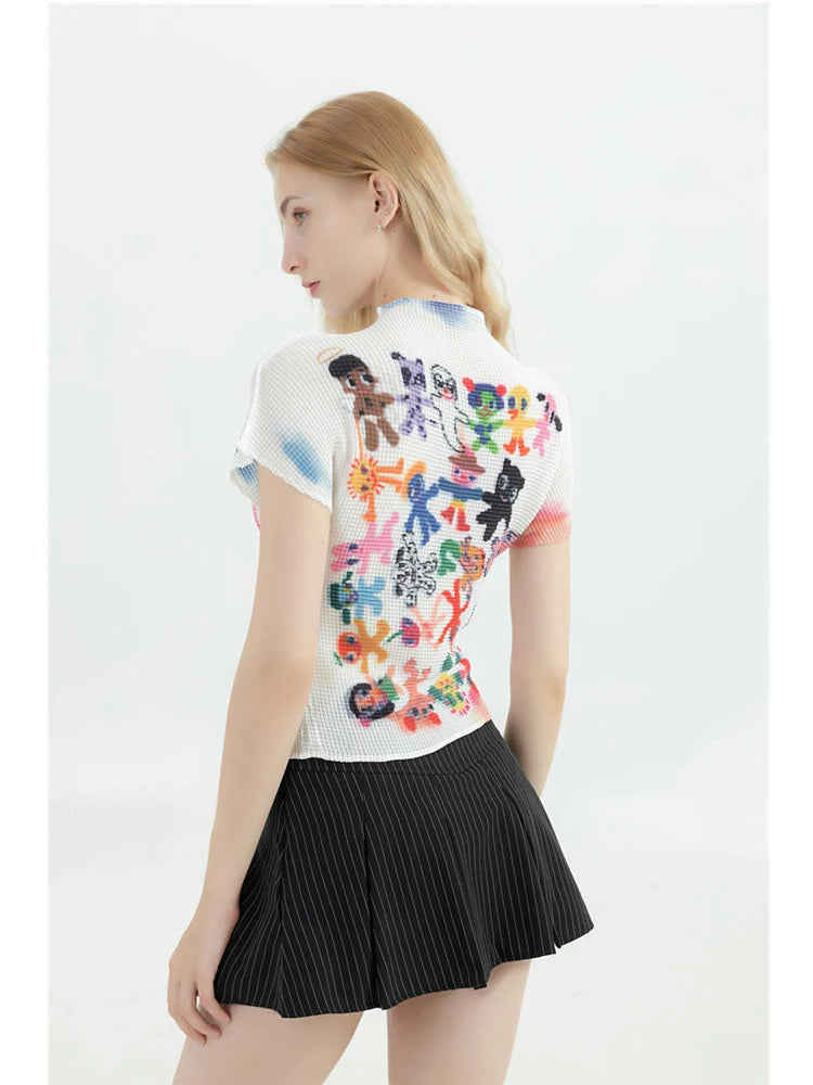 Women's T-shirt Harajuku Korean Y2k Graphic Print Short Sleeve Tee Top Clothes Fashion Vintage Streetwear O-Neck T-shirts Summer