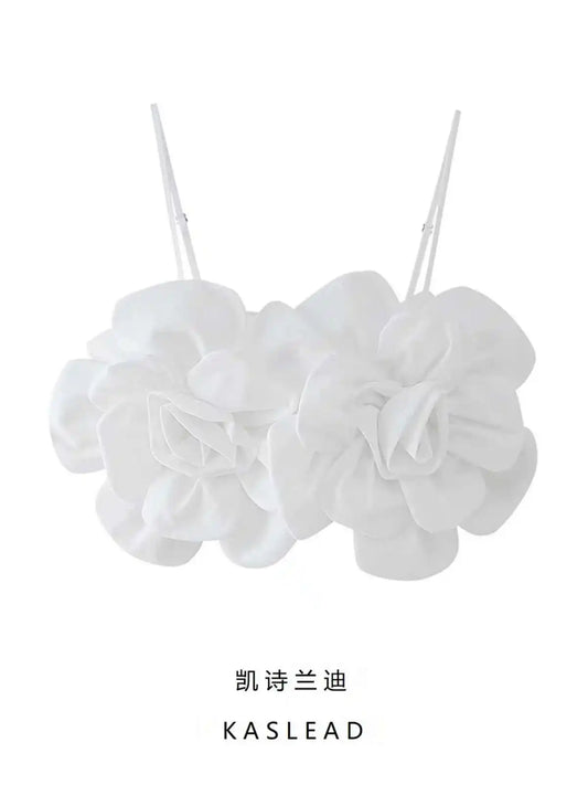 Women White Flora Crop Top Aesthetic Corset Top Sleeveless Vest Off Shoulder Y2k Tank Tops 2000s Vintage Coquette Clothes Summer