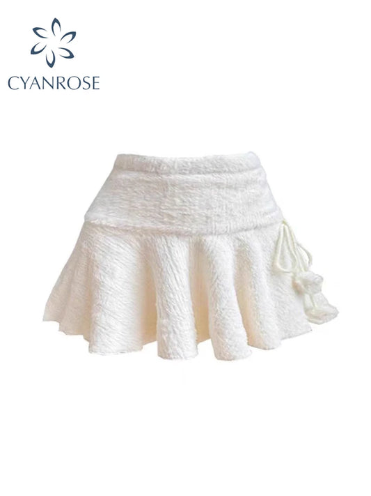 Women Apricot A-line Skirt Vintage 90s Aesthetic Streetwear Y2k Skirt Harajuku Korean Skirts 2000s Cutecore Clothes Summer 2025