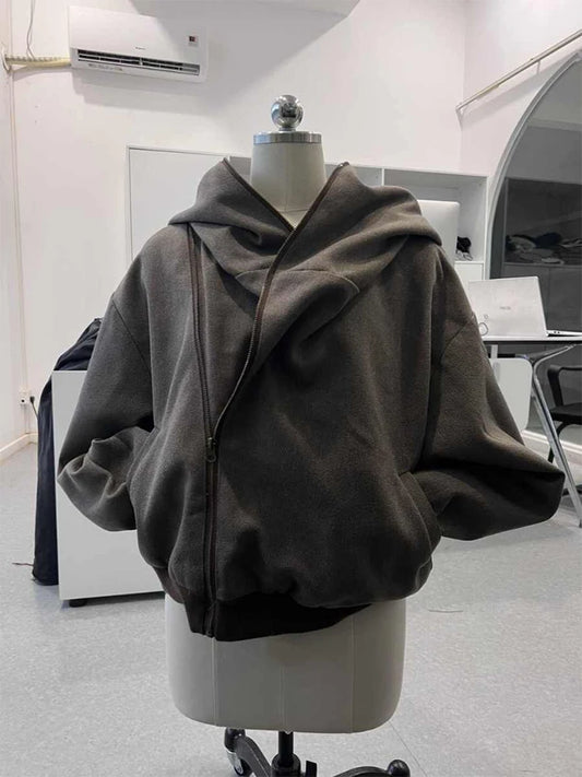 Women's Grey Sweatshirt Korean Solid Pullover Hoodies Y2k Streetwear Long Sleeve Simple Basic Oversize Sweatshirts Autumn Winter