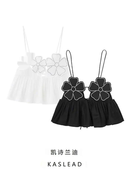 Women White Floral Crop Top Sleeveless Cropped Vest Sexy Off Shoulder Corset Top Y2k Coquette Tank Top Emo 2000s Vintage Clothes