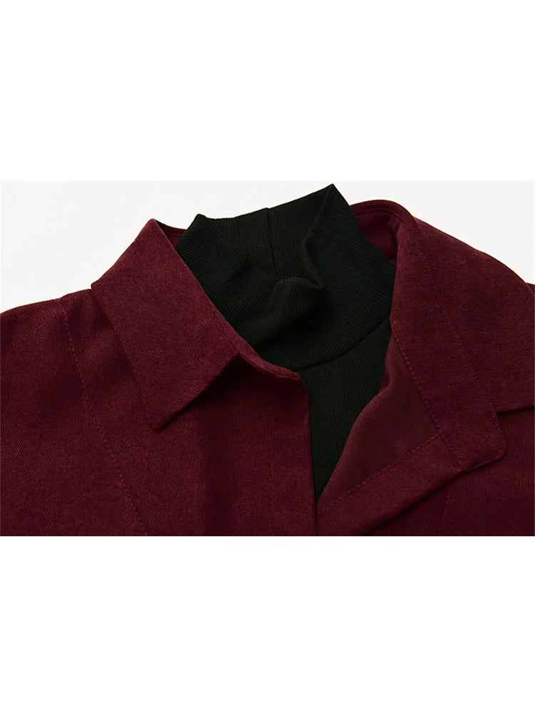 Fake Two Piece Shirt Women Patchwork Turtleneck Turn-down Collar Autumn Winter Casual Lady Long Sleeves Female Loose Blouse Tops