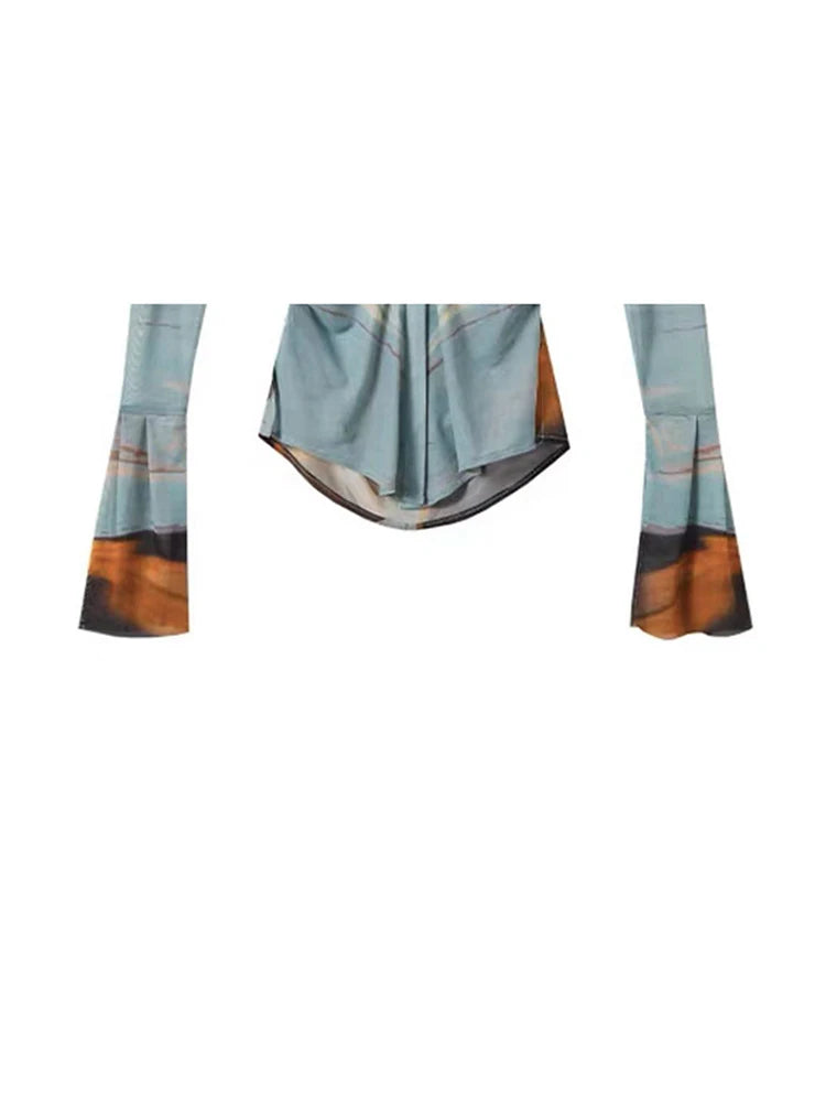 Women Print Shirts and Blouses Korean Style Harajuku Streetwear Ladies Vintage Long Sleeve Shirt Blusas Top Clothes Summer 2023