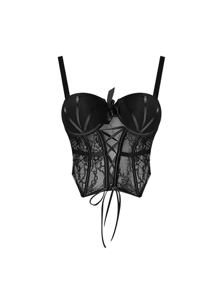 Black Gothic Women's Y2k Crop Top Sleeveless Off Shoulder 2023 Summer Fashion Streetwear Casual Chic Vintage Camisole Tank Tops