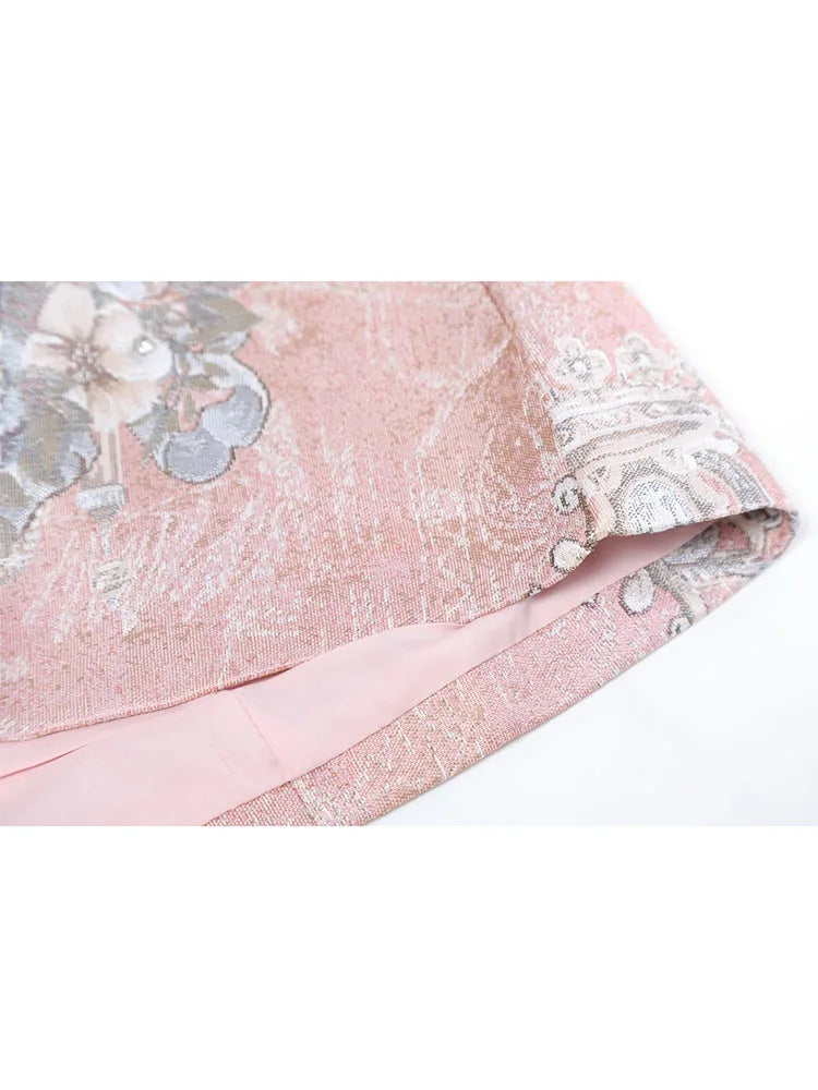 Women's Pink Print Skirt Vintage Y2k A-line Skirt Harajuku Streetwear Ladies Mini Skirts 2000s Aesthetic Fashion Clothes Summer