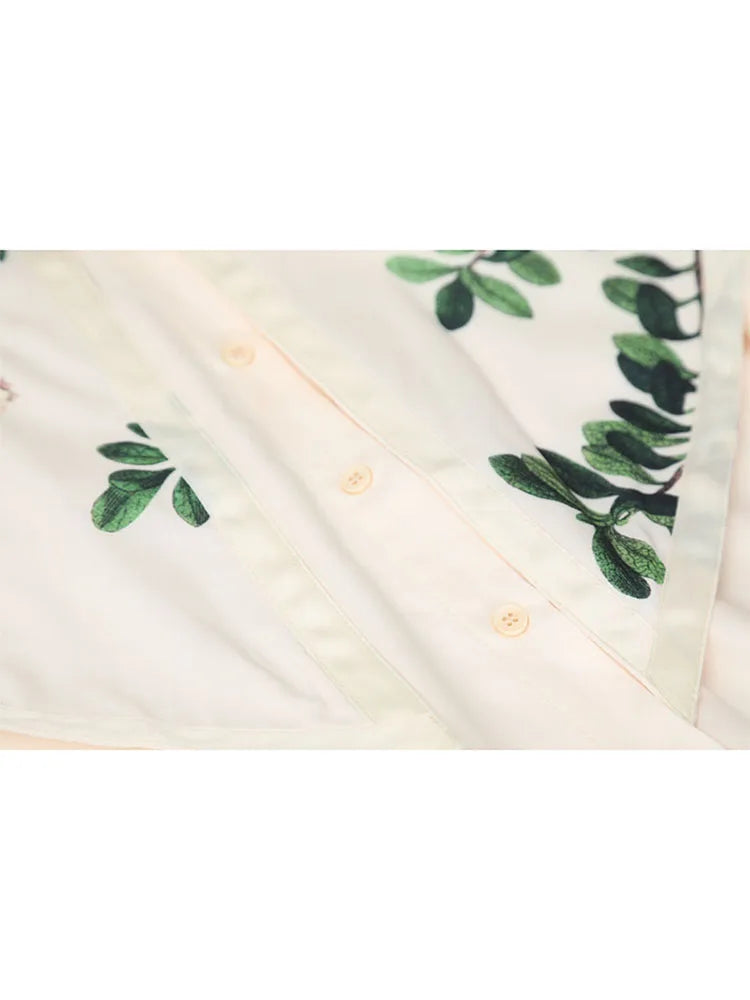 Korean Style Fashion Women Botany Print Shirt Doll Collar Casual Long-Sleeved Women 2022 Autumn New Blouses Chiffon Shirt