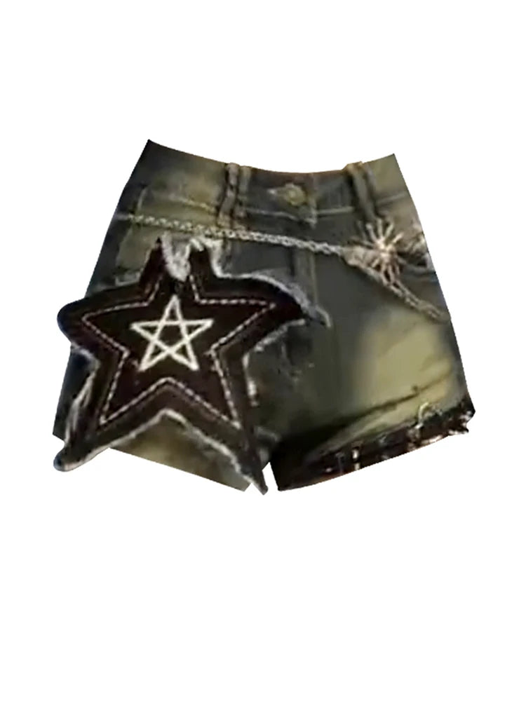 Women Star Denim Shorts Fashion Sexy High Waist Ladies Streetwear Blue Shorts Jeans Y2k Punk Casual Harajuku Korean 2023 Summer
