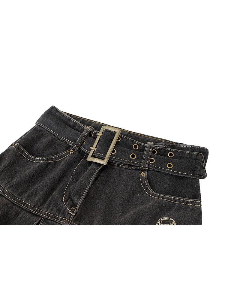 2022 Spring Women's High Waist Denim Mini Pleated Skirt Harajuku Streetwear Vintage Loose Casual Ladies Y2K A-line Short Skirts