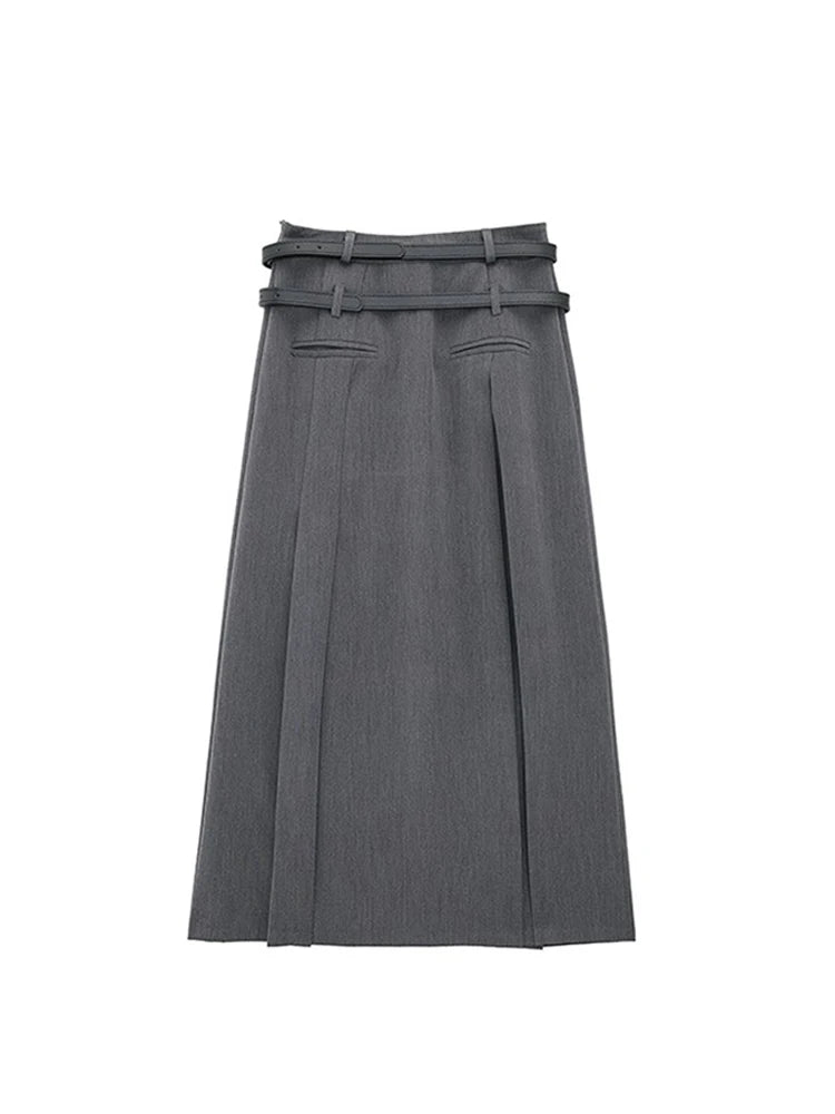 Women's Grey Long Skirt Y2k Vintage Japanese Harajuku High Waist Pleated Skirt Goth Black A-Line Mini Skirt 2023 Summer Clothes