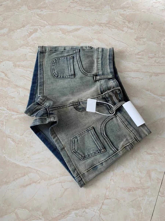 Women Blue Denim Shorts Y2k Jeans Short Pants Harajuku Aesthetic Vintage Low Waist Mini Cowboy Shorts 2000s Trashy Clothes 2024