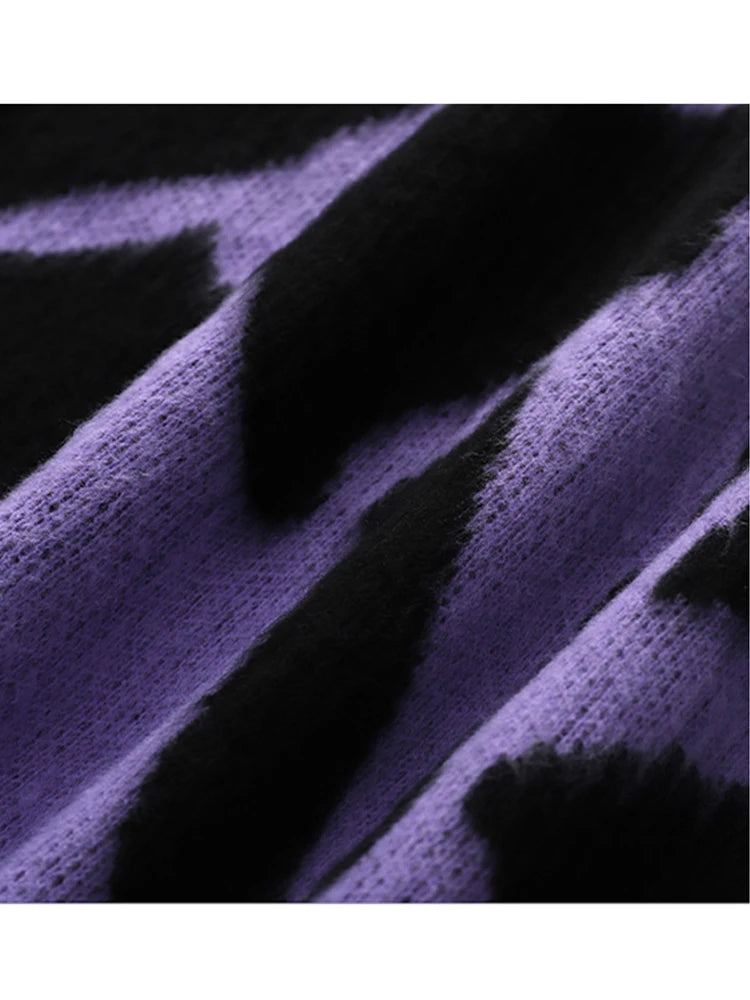 Women Purple Pullover Knitted Sweater Harajuku Aesthetic Y2k Large Size Long Sleeves Sweaters Fashion Vintage 2000s Clothes 2024