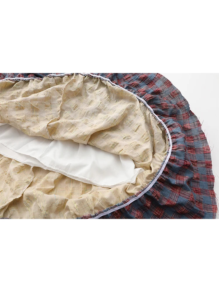 Women Black Gothic Y2k Patchwork Plaid Skirt Elegant Harajuku A-line Skirts 90s Aesthetic Vintage Long Skirt 2000s Clothes 2025