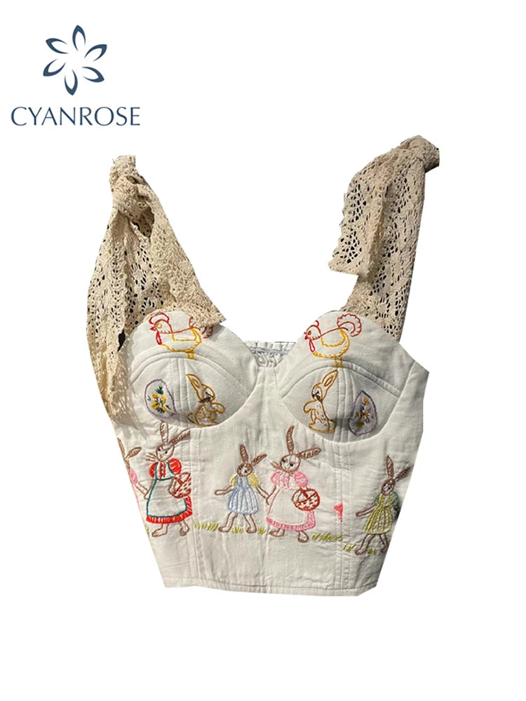 Women's Crop Top Vintage Y2k 2023 Summer Camisole Fashion Streetwear Casual Print Tube Top Female Sexy Lace Up Off Shoulder Vest