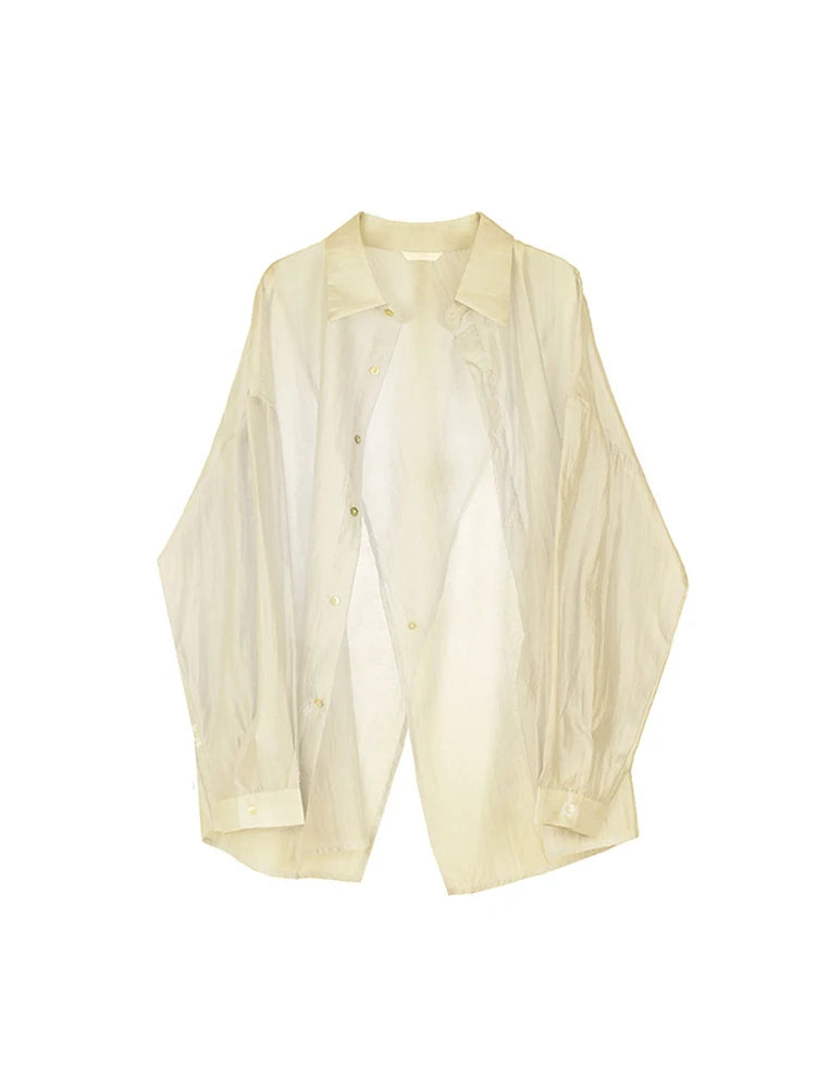 Women's Grey Shirts and Blouses Y2k Vintage Korean Streetwear Harajuku 2000s Elegant Long Sleeve Polo-Neck Shirt Clothes Summer