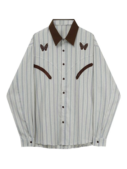 Women's Striped Shirts and Blouses Y2k Long Sleeve Harajuku Streetwear 2000s Women Vintage Sweet Shirt For Lady Blusas Tops