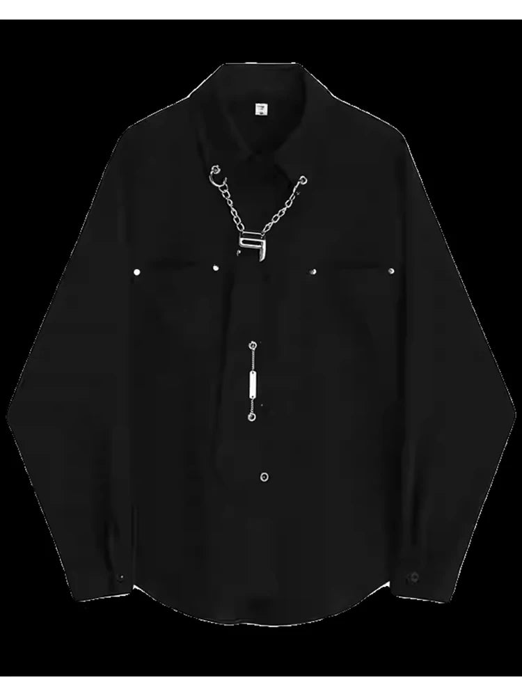 2025 Spring Gothic Punk Women's Blouses Long Sleeve Black Vintage High Street Harajuku Oversize Shirt Female Cardigan Tops