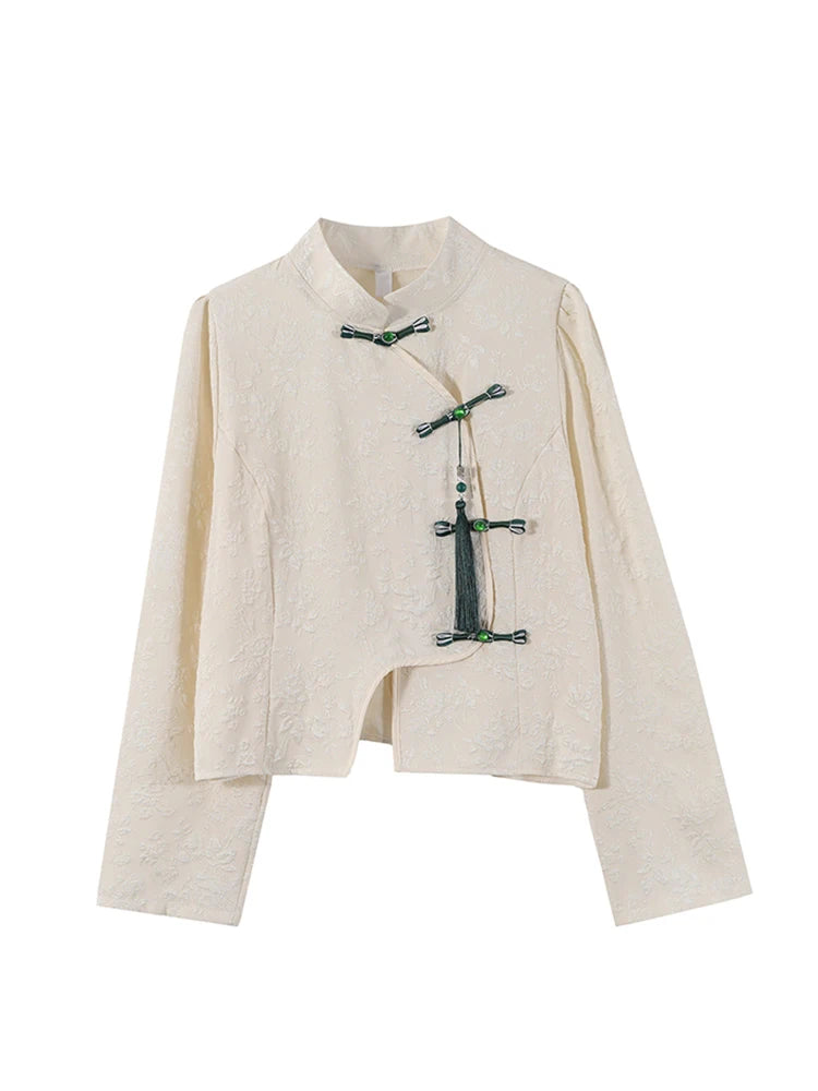 Women's Black Shirts and Blouse 90s Y2k Vintage Harajuku 2000s Chinese Style Elegant Long Sleeve Shirt Top Clothes Autumn 2023