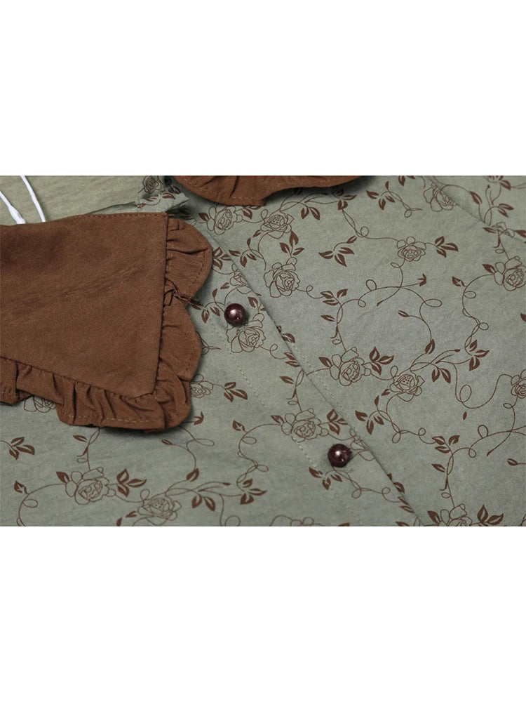 Women's Floral Print Shirts and Blouses Vintage Y2k Aesthetic Streetwear Korean 2000s Elegant Long Sleeve Shirt Clothes Autumn