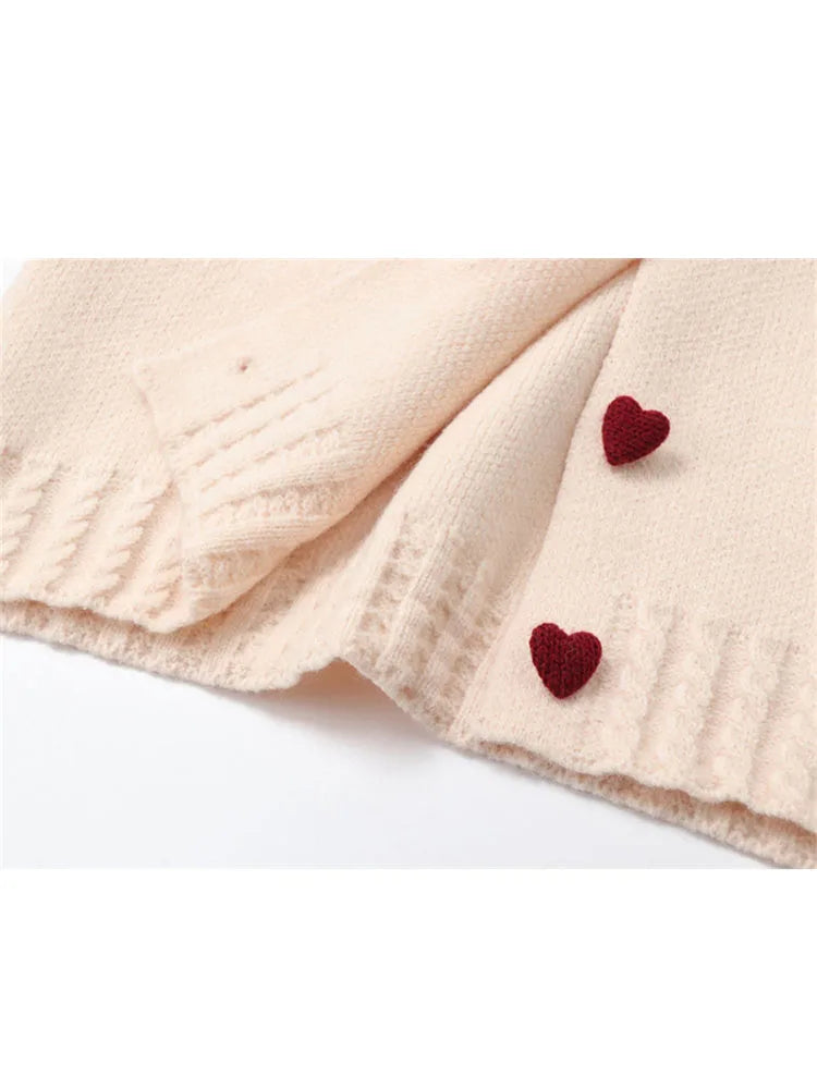 Women's Cashmere Sweater Loose Casual Turn-down Collar Single Breasted Knitted Pullovers Female Elegant Soft Sweet Retro Jumper