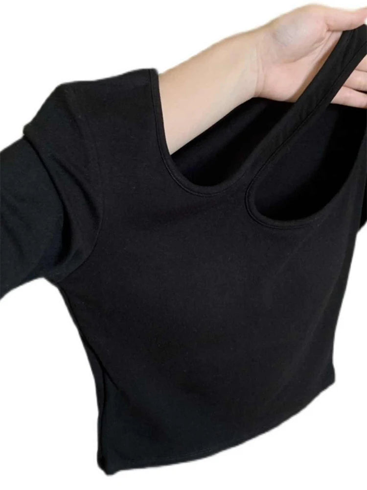 Women's Black Gothic T-shirt Harajuku Korean 90s Aesthetic Y2k Tee Top Vintage Long Sleeve Emo T-shirts Emo 2000s Clothes 2024