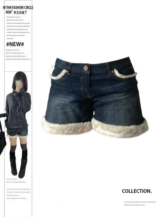 Women's Blue Denim Shorts Streetwear Y2k Low Waist Cowboy Mini Pants Harajuku Vintage Jeans Shorts 2000s Oversize Clothes Summer