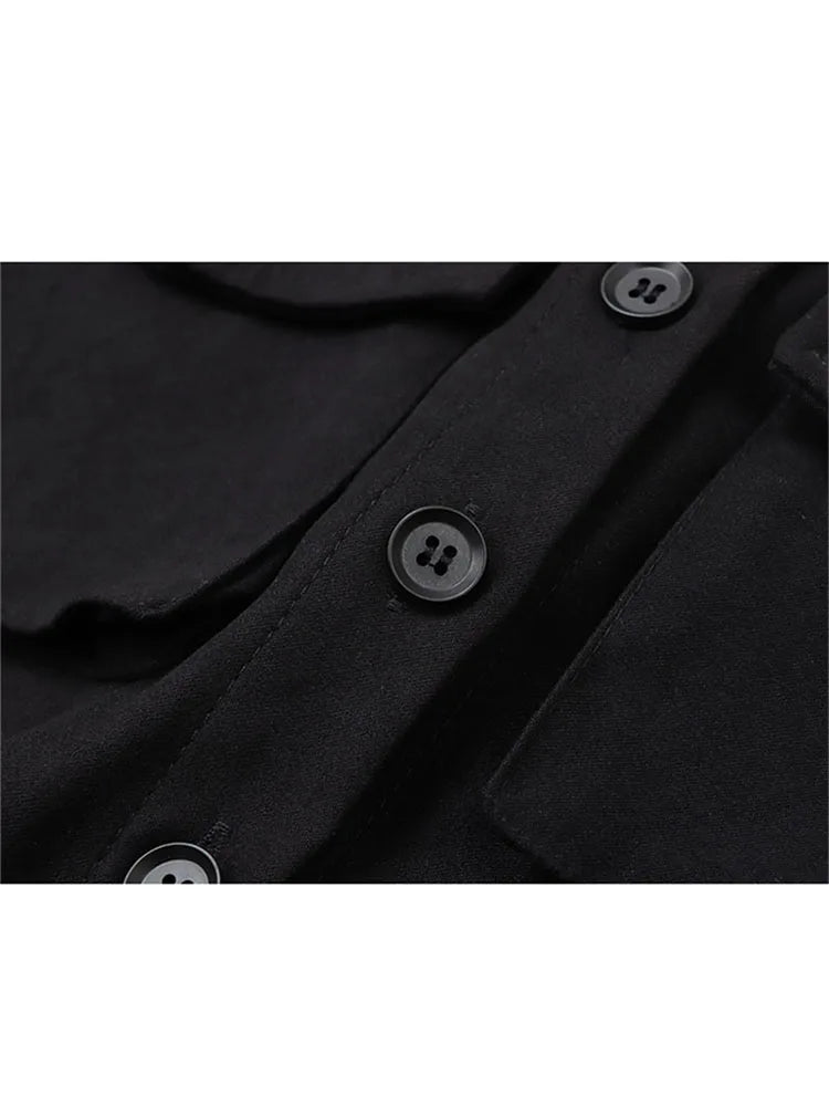 2022 Women Blouses Harajuku Punk Streetwear Black Casual Gothic Tie Blouse Vintage Long Sleeve Loose Turn Down Collar Shirt Tops