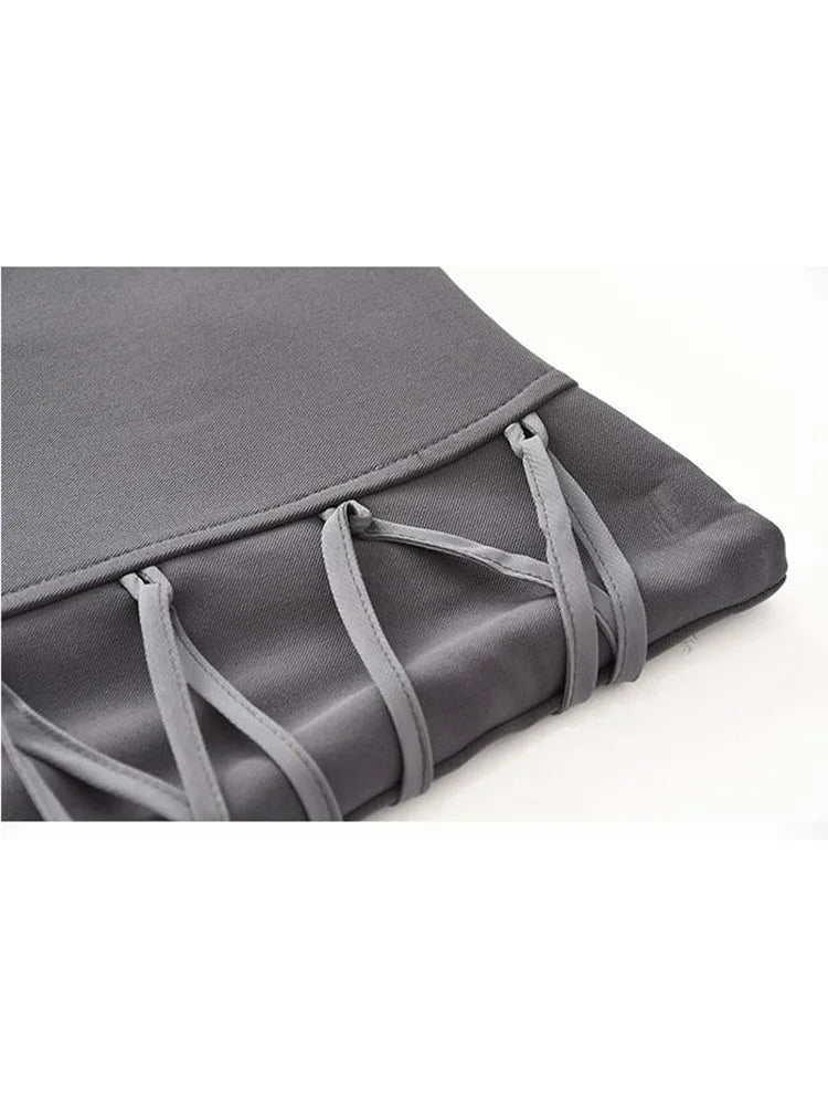 High Waist Pleated Skirts For Women Bandage Short Grey Skirts Gothic Sexy Club Streetwear Casual Harajuku Mini Skirts Female