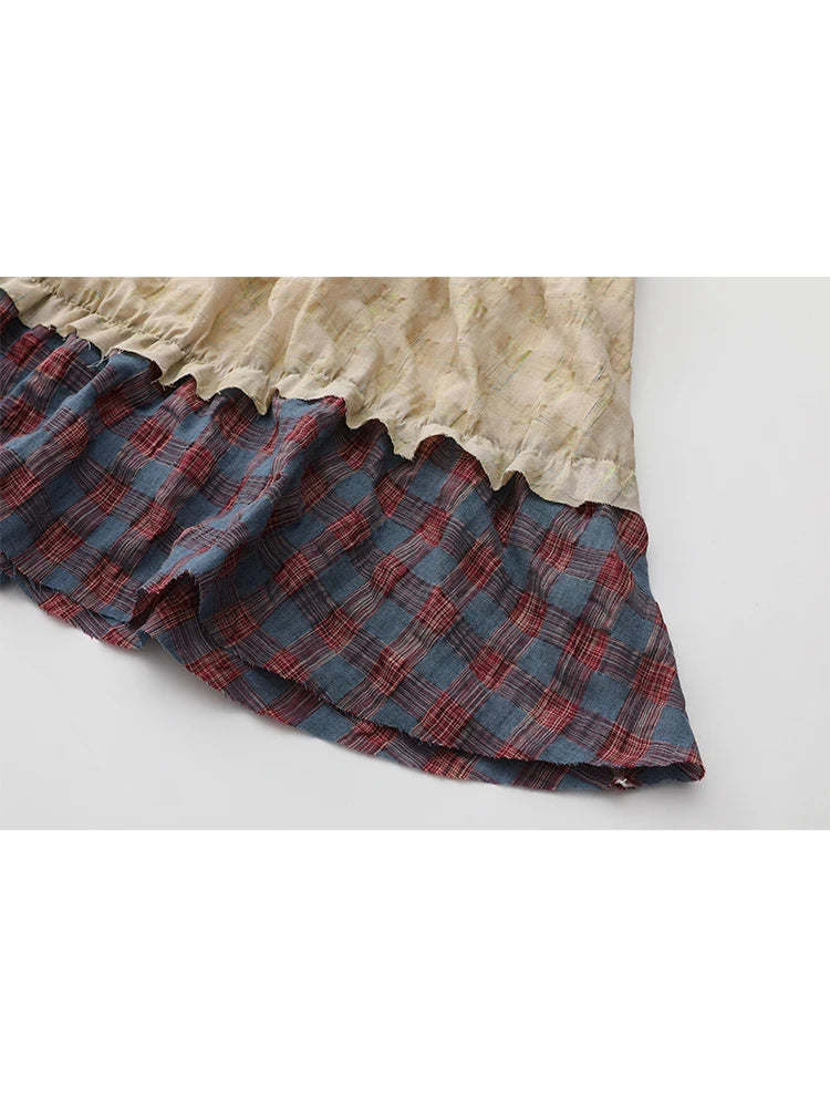 Women Black Gothic Y2k Patchwork Plaid Skirt Elegant Harajuku A-line Skirts 90s Aesthetic Vintage Long Skirt 2000s Clothes 2025