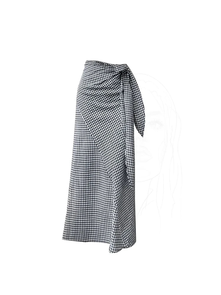 Women's A-line Plaid Skirt Vintage Aesthetic Streetwear Y2k Oversize Long Skirt Harajuku Skirt 2000s Fashion Clothes 2025 Summer