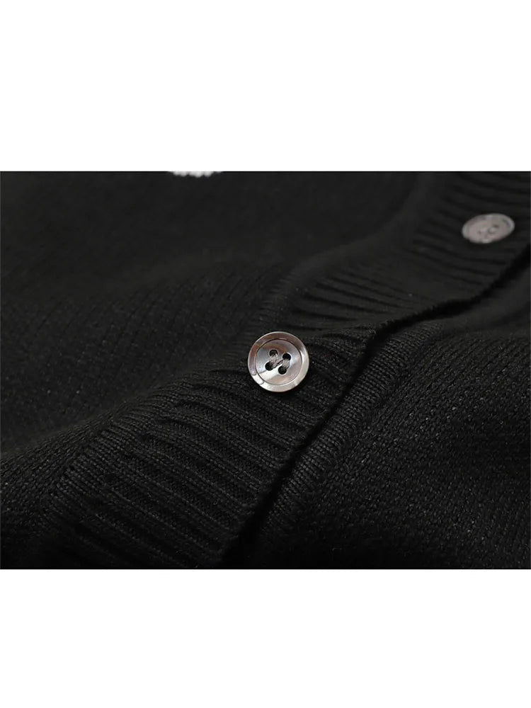 Korean Fashion Y2k Cardigan Women Butterfly Pattern Autumn Vintage Harajuku Long Sleeve Gothic Black Loose Casual Female Sweater