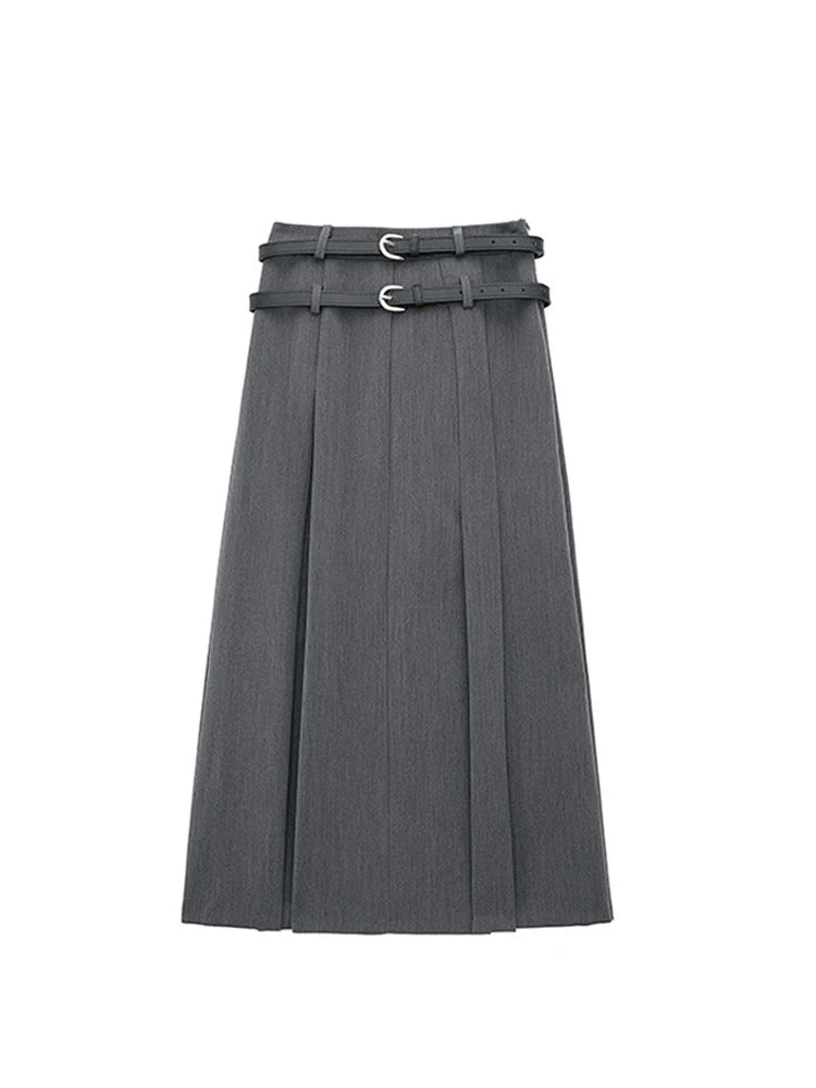 Women's Grey Long Skirt Y2k Vintage Japanese Harajuku High Waist Pleated Skirt Goth Black A-Line Mini Skirt 2023 Summer Clothes