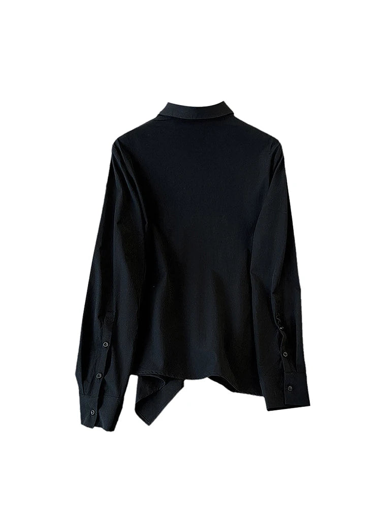Y2K Gothic Blouse - Black Korean Vintage Long Sleeve Autumn