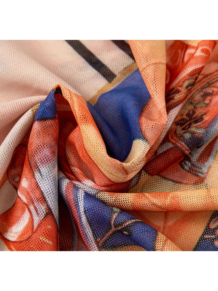 Women's Graphic Print T-shirt Harajuku Korean Y2k Aesthetic Fashion Vintage Long Sleeve Slim T-shirts Clothes 2000s Clothes 2024