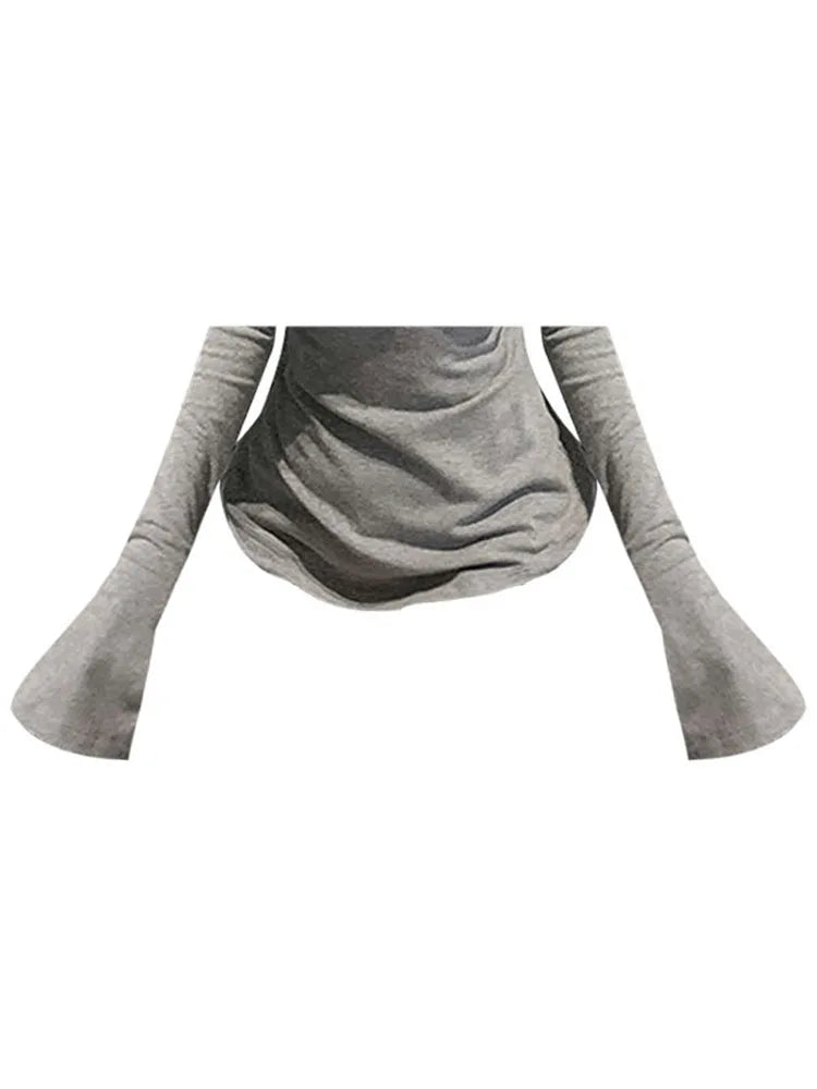 Thin Sexy Club Slim T Shirt Women Lapel Collar Tees Womens Clothing Cotton Long Sleeve Korean Casual Fashion Tops 2023 Spring