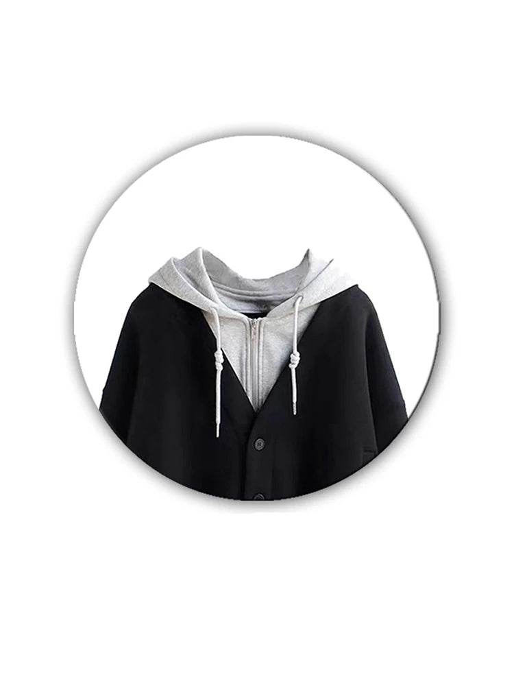 Women's Black Gothic Patchwork Sweatshirt Vintage 90s Aesthetic 2000s Harajuku Korean Y2k Hoodies Top Trashy Clothes Autumn 2024