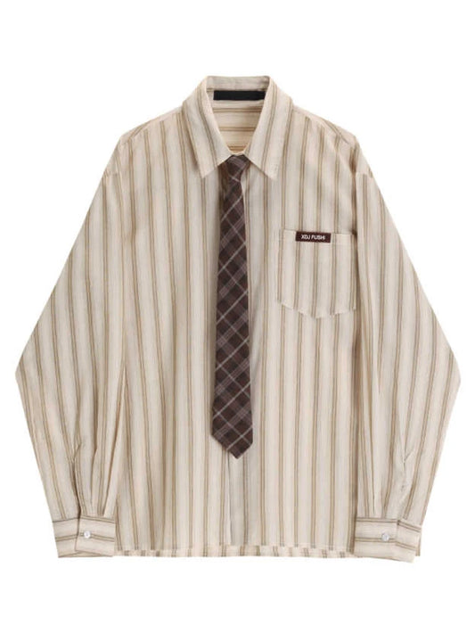 Women Striped Shirts and Blouses Y2k Korean Harajuku Elegant Long Sleeve Polo-Neck Shirt 90s Vintage 2000s Fashion Clothes 2025