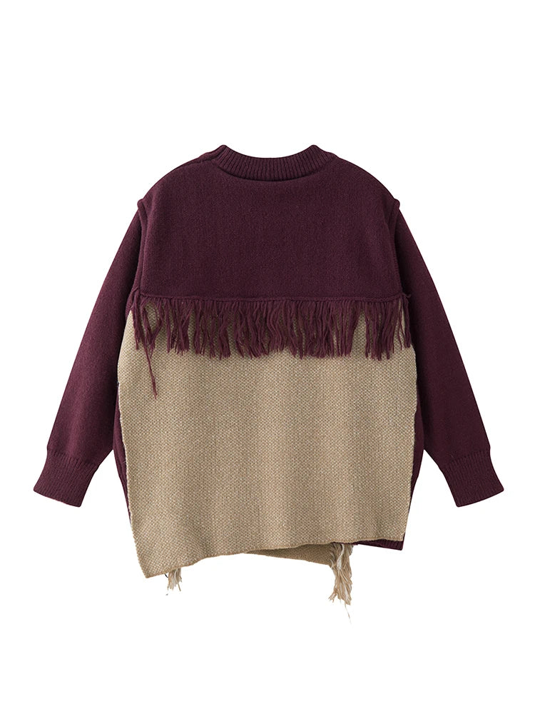 Women's Black Gothic Y2k Two-tone Knitted Sweater Harajuku Korean Y2k Long Sleeves Jumper Sweaters Vintage 2000s Clothes Autumn