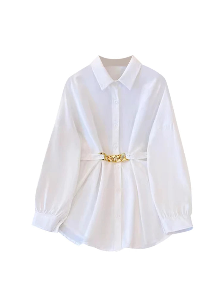 Gothic Y2K Blouse - Black Oversize Polo Neck Summer 2025